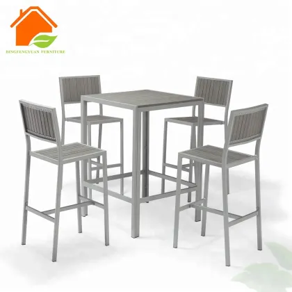 Plastic Wood Aluminium Outdoor Garden Bar Furniture Sets: Chair and High Table