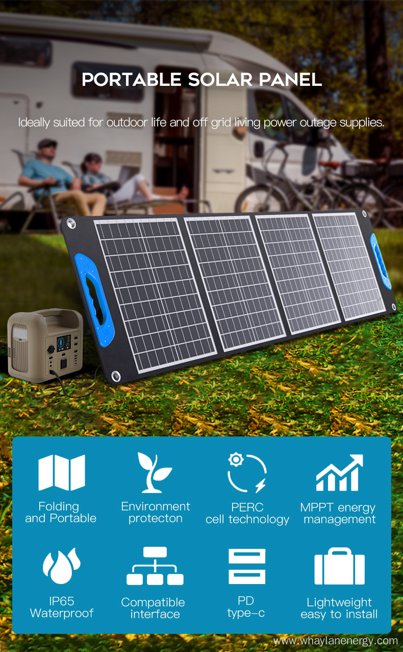 200W Foldable Solar Panel For Outdoor Battery Charging