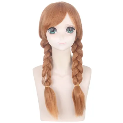 New Heat Resistant Double Braided Frozen 2 Princess Anna Synthetic Cosplay Wigs for Cosplay Lovers