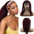 99J Red Curly Wave Headband Wig Xagħar uman