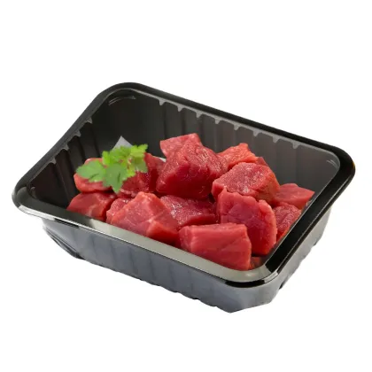 Frozen Fresh Food Black PP Meat Tray Container for Supermarket Meat Packaging