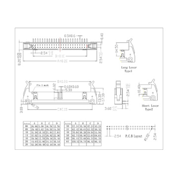 0.100" (2.54mm) Ejector Header Solder Angle Through Hole with Lever