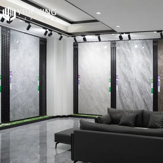 Kajaria Grey High Gloss Porcelain Glazed Tiles 750x1500mm - Ideal for Marbled Finish Anti-Slip Bedroom Flooring