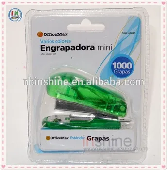 Cheap mini plastic stapler set in clamshell blister packing , hot sell mini stapler set