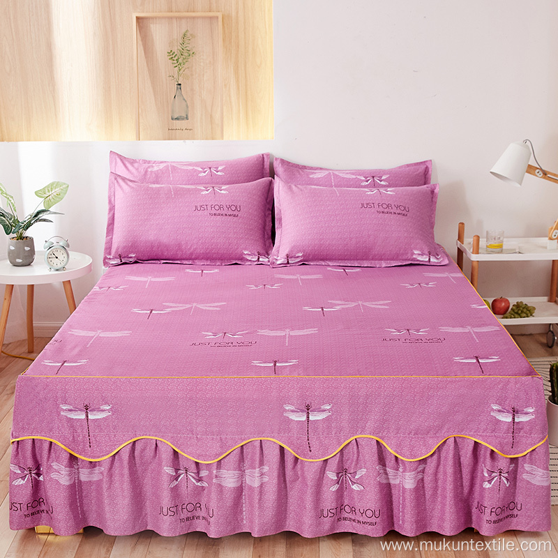 Printed cheap Homeuse bed skirt sets