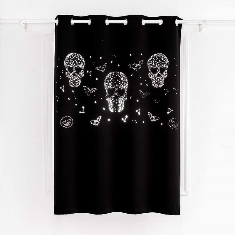 Skull Cutout Curtain Black