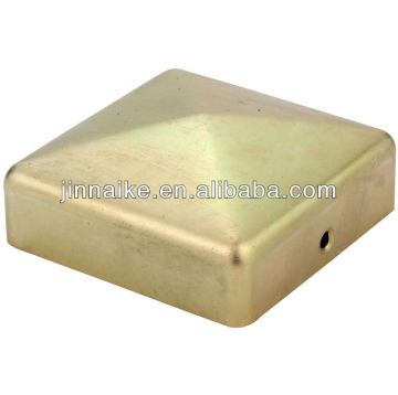 square yellow galvanized Fence Post caps