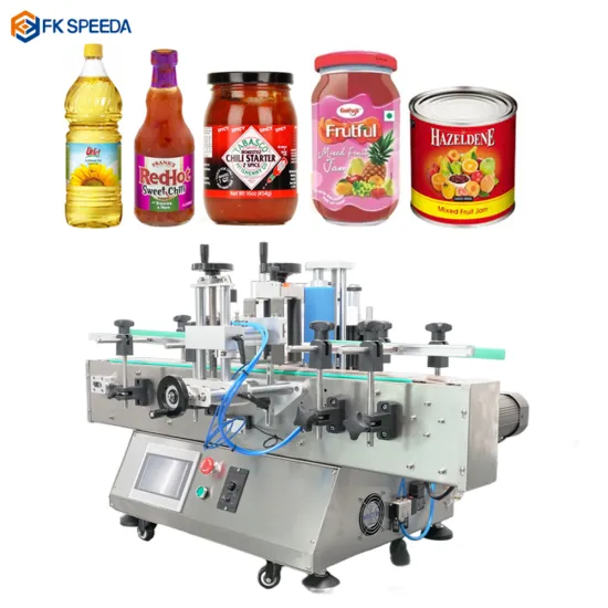 FK-SPEEDA High Precision Dual Side Round Bottle Labeling Machine for Cosmetics Packaging