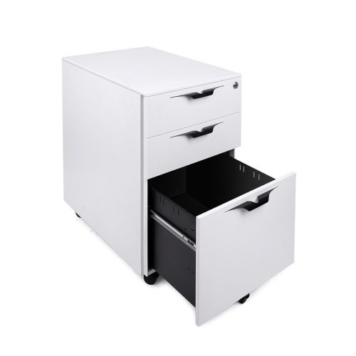 3 Drawer White Under Desk Mobile File Cabinet