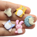 100 sztuk miniaturowy królik zwierzęta z płaskim plecami Cartoon żywice z płaskim tyłem Cabochon DIY Slime Charms koraliki Ornament lub rękodzieło do notatnika