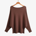 Women Boat Neck Batwing Sleeves Pullovers