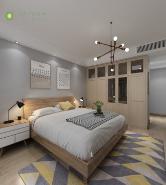 Modern Furniture Melamine Bedroom With Wooden Headboard