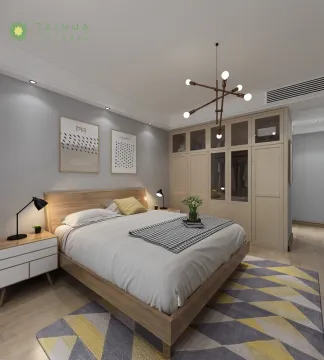 Modern Furniture Melamine Bedroom With Wooden Headboard