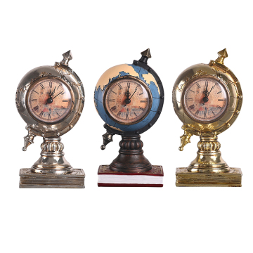 Decorative Globe with Bell Figurine: A Unique Blend of Silver, Gold, Wooden Resin, and Earthly Design
