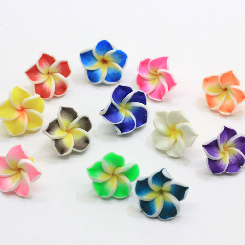 100pcs/lots 15mm Polymer Clay Plumeria Frangipani Flowers Beads For Diy Hawaiian Earrings Necklace Holiday Jewelry Crafts Making