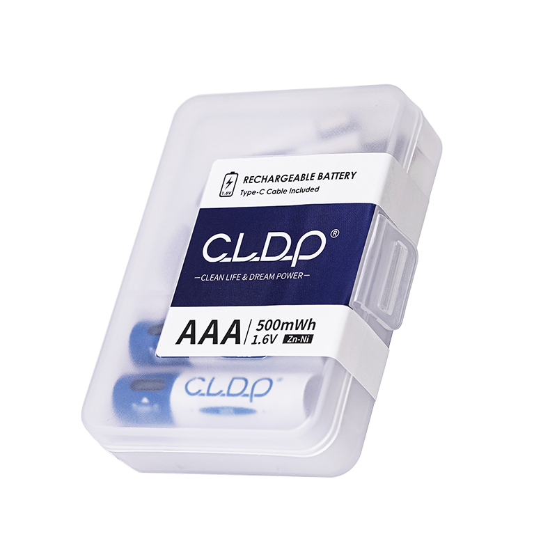 2pack CLDP 1.6V 500mWh Ni-Zn USB AAA rechargeable battery