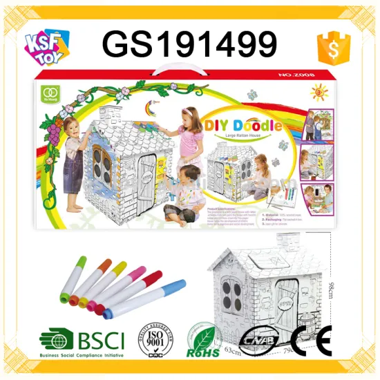 Education Toy Rattan House Model 3D Puzzle DIY Doodle Painting Toys For Kids