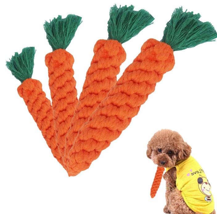 Cotton Carrot Teeth Cleaning Pet Dogs Rope Toy