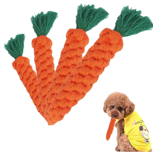 Cotton Carrot Teeth Cleaning Pet Dogs Rope Toy