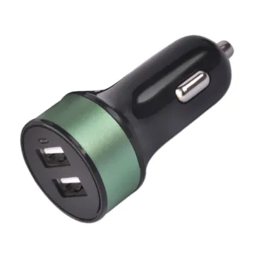 SN-143 Black+green cigarette lighter usb car adapter dual port