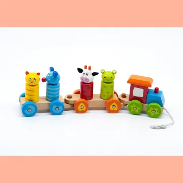 wooden stacker ring toy,wooden toy farm buildings