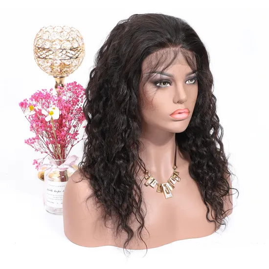 13*4 Lace Front Wig With Baby Hair Brazilian Virgin Human Hair Wigs With Bangs Water Wave