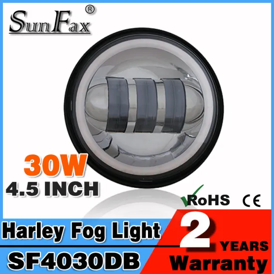 New arrival Harley motorcycle led headlight IP67 30w 4.5inch jeep wranger headlight led, led fog light 30w with halo ring