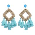 Bohemian Rattan Tassel Earrings for Women Lightweight Boho Jewelry Handmade Weaving Geometric Long Drop Statement Earrings