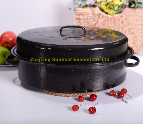 heavy enamel oval roaster with cover