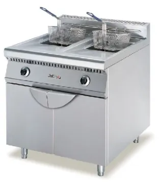 Fryer with cabiner, 2-tank & 2-basket,18L+18L