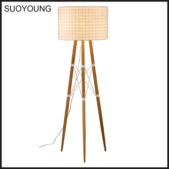 Simple Interior Decoration Tripod Wooden Fabric Floor Standing Lamps ML8093-1-560
