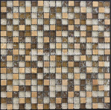 15*15mm ice crackle mosaic tile glass material for bathroom