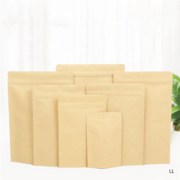 High Quality Heat Sealed Stand Up Zipper Coffee Bags Brown Kraft Paper Food Bag Kerala