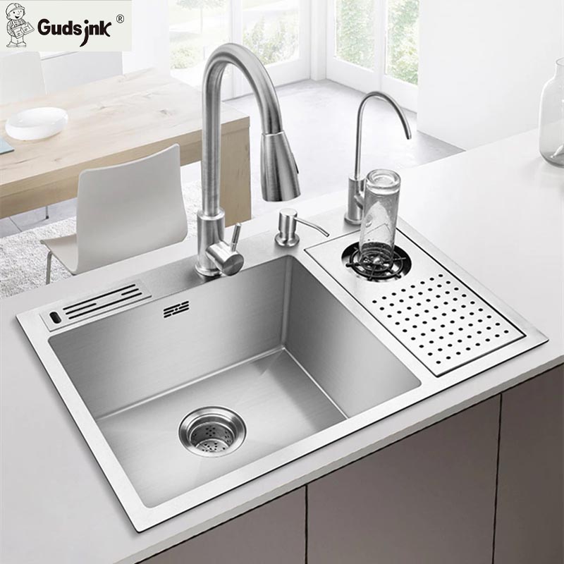 kitchen sink with cup rinser