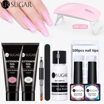 UR SUGAR 15ml Acrylic UV Nail Gel Kit Set Extend Fast Builder UV Gel Slip Solution Nail Form Nail Art Brush Nail Tool Kit