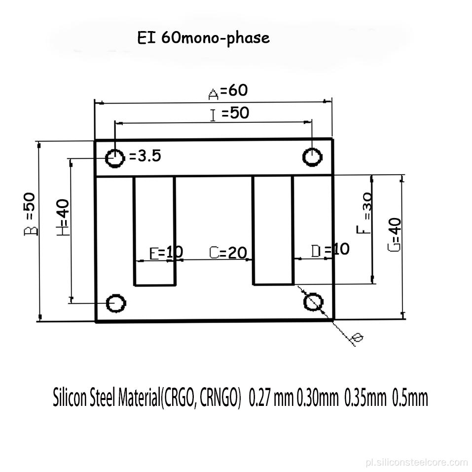 Laminowanie żelaza EI 192 z grubością 600 800 470 0,25 mm do 0,5 mm