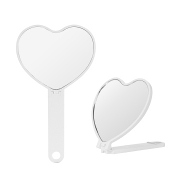 Retro Style Handheld Foldable Heart Shape Mirror with Handle for Makeup