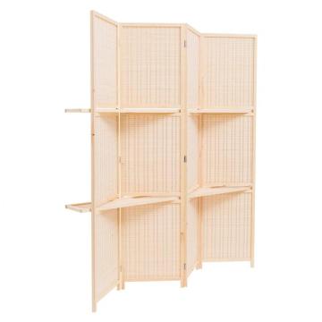 Bamboo 4-Panels Folding Room Divider for Bedroom