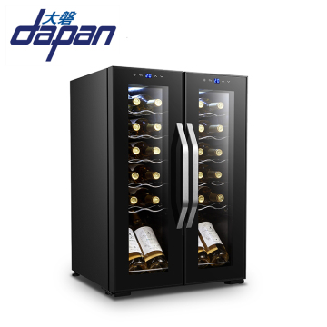 Double Door Wine Cooler: Wooden Cabinet Fridge for Wine Storage