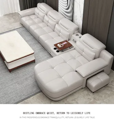 Leather sofa Simple modern living room sofa