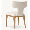 Silla con Apoyabrazos de Madera y Tela de Lino