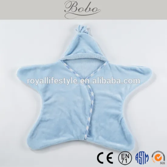blue fleece star baby swaddle blanket for 0-3 kid