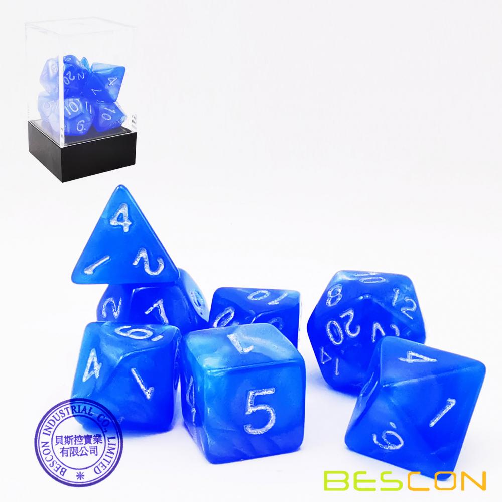 Dodgerblue Moonstone 7 Piece D D Dice 2