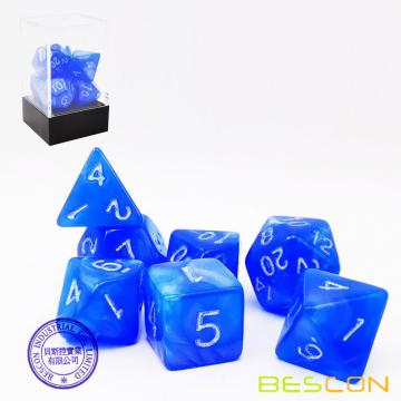 Бесконечный набор костей Bescon Moonstone Dodgerblue, Бесконечный многогранный RPG Dice Set Эффект лунного камня