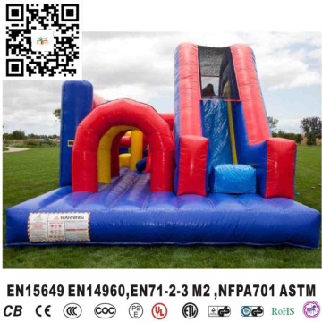 Kids inflatable obstacle course with slide for outdoor mega inflatable bounce park