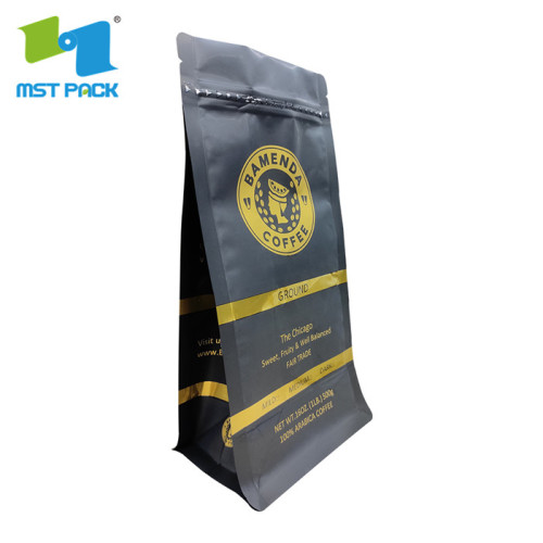 Custom printing resealable black coffee packaging bag