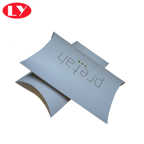 White Paper Pillow Box with Gold Foil Logo