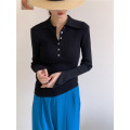 Vintage Lapel Button-Sleeve Bottoming Shirt Top