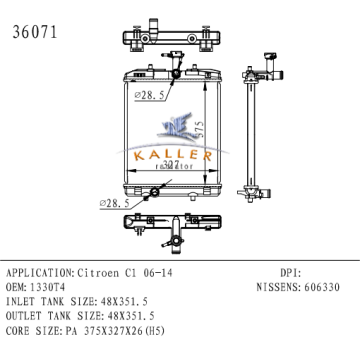 Radiator for CITROEN C1 06-14 OEM 1330T4