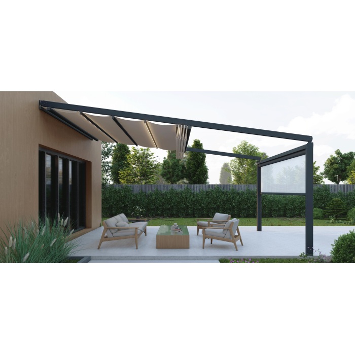 LED'li Motorlu Alüminyum Katlanır PVC Pergola